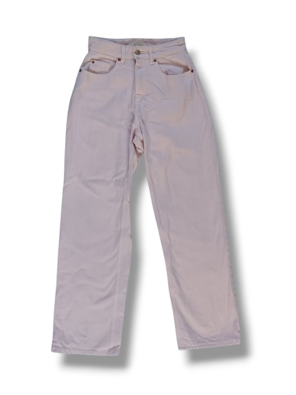 H&M Women's Pink Denim Jeans Highrise Wide Leg 100% Cotton Size 4 25x29.5